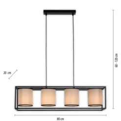 LED Pendelleuchte Stoffschirme 4 flammig schwarz schlichtes Design