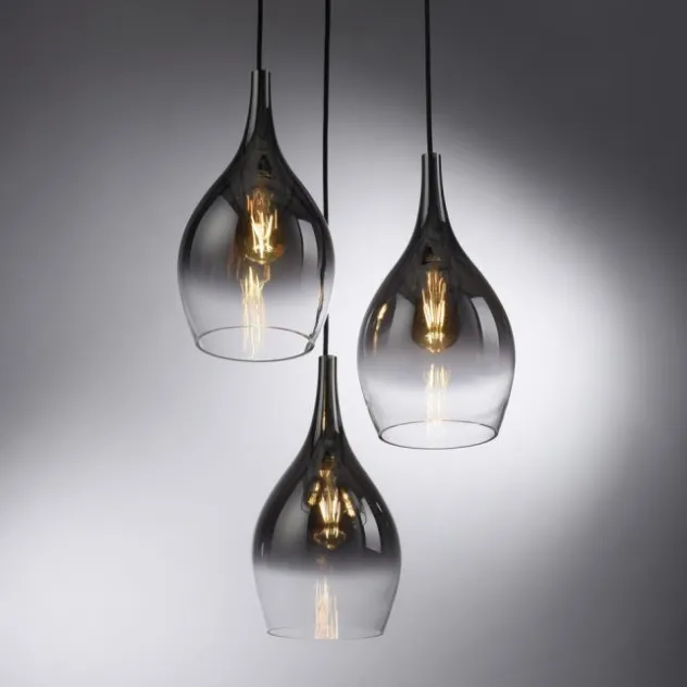 LED Pendelleuchte tropfenförmig verchromt edles Design 3 flammig Esszimmer