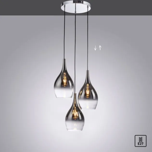LED Pendelleuchte tropfenförmig verchromt edles Design 3 flammig Esszimmer