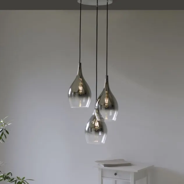 LED Pendelleuchte tropfenförmig verchromt edles Design 3 flammig Esszimmer