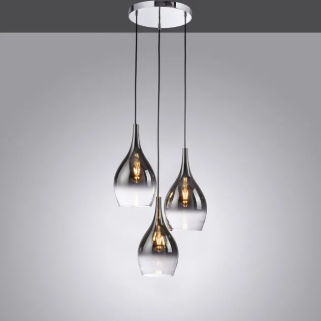 LED Pendelleuchte tropfenförmig verchromt edles Design 3 flammig Esszimmer