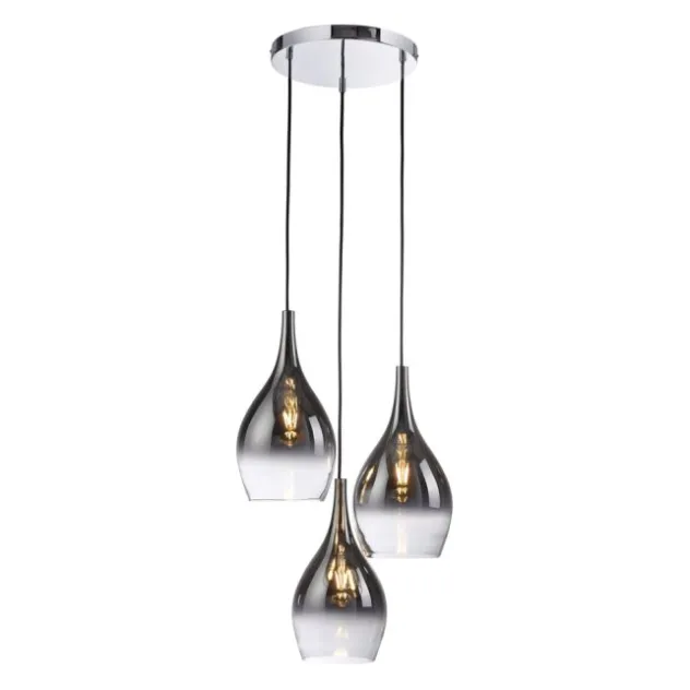 LED Pendelleuchte tropfenförmig verchromt edles Design 3 flammig Esszimmer