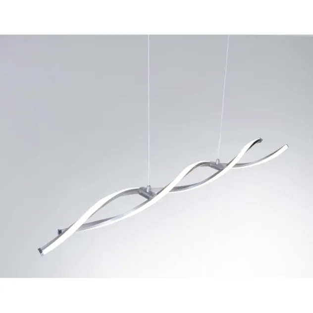LED Pendelleuchte, wellenförmig, stahlfarben, warmweiß, kürzbar