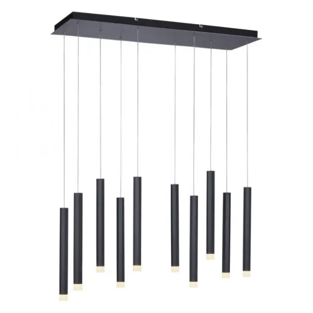 LED-Pendelleuchte, Wohnzimmer, schwarz, Innenleuchte, 10-flammig