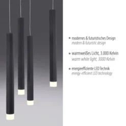 LED-Pendelleuchte, Wohnzimmer, schwarz, Innenleuchte, 10-flammig