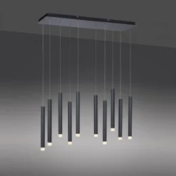 LED-Pendelleuchte, Wohnzimmer, schwarz, Innenleuchte, 10-flammig
