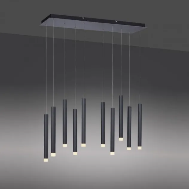 LED-Pendelleuchte, Wohnzimmer, schwarz, Innenleuchte, 10-flammig