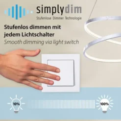 LED Pendelleuchte 60x60 messing farbig rund dimmbar Memoryfunktion modern