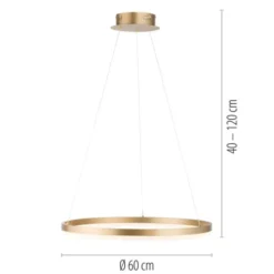 LED Pendelleuchte 60x60 messing farbig rund dimmbar Memoryfunktion modern