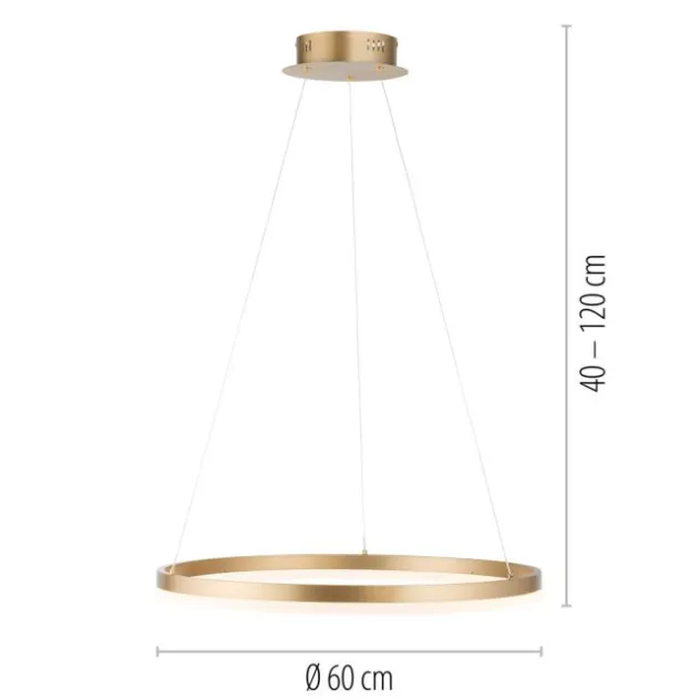 LED Pendelleuchte 60x60 messing farbig rund dimmbar Memoryfunktion modern