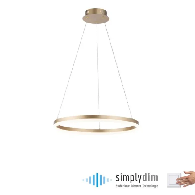 LED Pendelleuchte 60x60 messing farbig rund dimmbar Memoryfunktion modern
