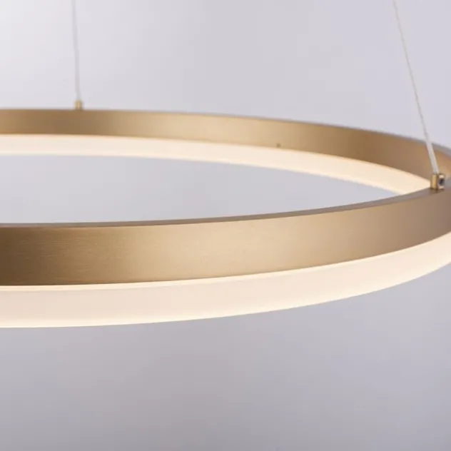 LED Pendelleuchte 60x60 messing farbig rund dimmbar Memoryfunktion modern