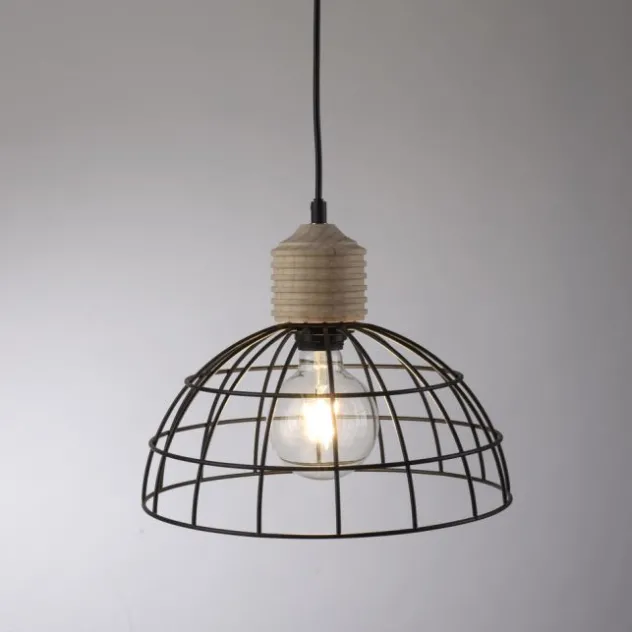LED Pendelleuchte 31x31 Metallschirm Naturholz schwarz 1 flammig Küche