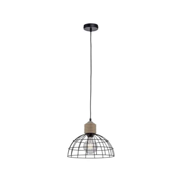LED Pendelleuchte 31x31 Metallschirm Naturholz schwarz 1 flammig Küche