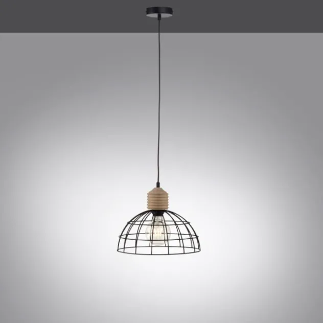 LED Pendelleuchte 31x31 Metallschirm Naturholz schwarz 1 flammig Küche