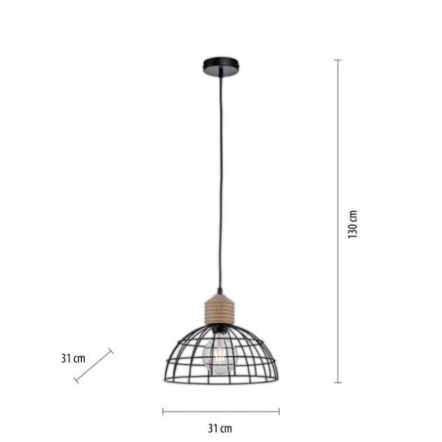 LED Pendelleuchte 31x31 Metallschirm Naturholz schwarz 1 flammig Küche