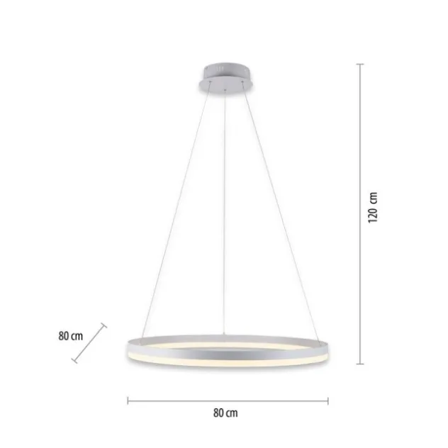 LED Pendelleuchte 80x80 weiss rund dimmbar Memoryfunktion modern