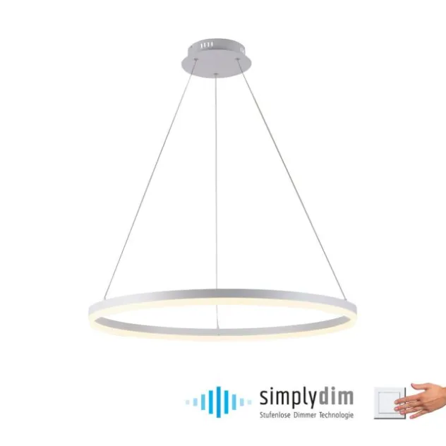 LED Pendelleuchte 80x80 weiss rund dimmbar Memoryfunktion modern