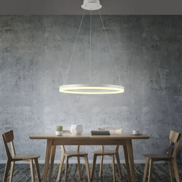 LED Pendelleuchte 60x60 weiss rund dimmbar Memoryfunktion modern