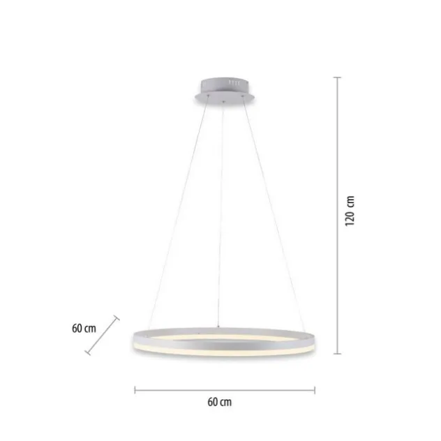 LED Pendelleuchte 60x60 weiss rund dimmbar Memoryfunktion modern