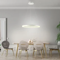 LED Pendelleuchte 60x60 weiss rund dimmbar Memoryfunktion modern