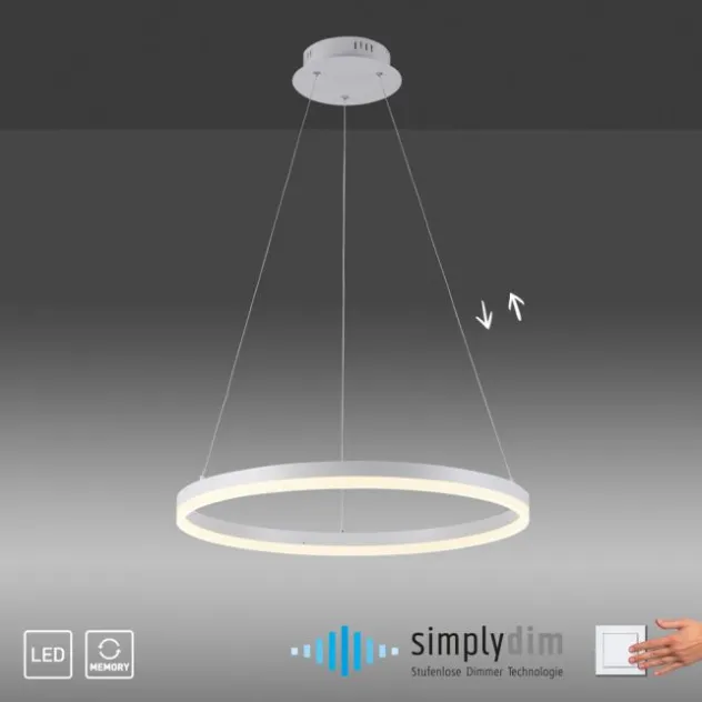 LED Pendelleuchte 60x60 weiss rund dimmbar Memoryfunktion modern
