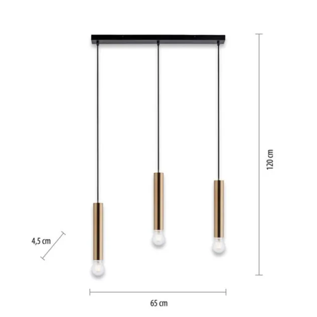 LED Pendelleuchte zeitlos schlicht messing matt Innenleuchte 3 flammige Pendellampe