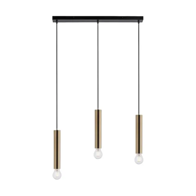 LED Pendelleuchte zeitlos schlicht messing matt Innenleuchte 3 flammige Pendellampe