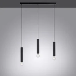 LED Pendelleuchte zeitlos schlicht schwarz Innenleuchte 3 flammige Pendellampe