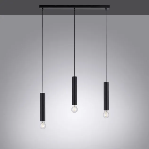 LED Pendelleuchte zeitlos schlicht schwarz Innenleuchte 3 flammige Pendellampe