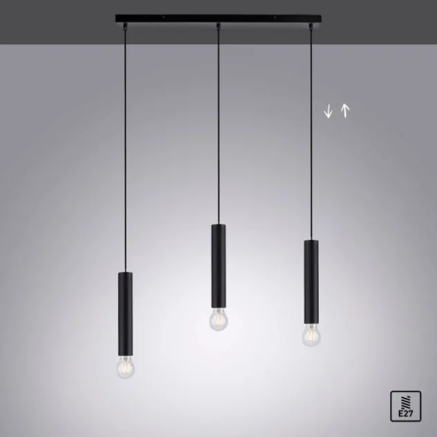 LED Pendelleuchte zeitlos schlicht schwarz Innenleuchte 3 flammige Pendellampe