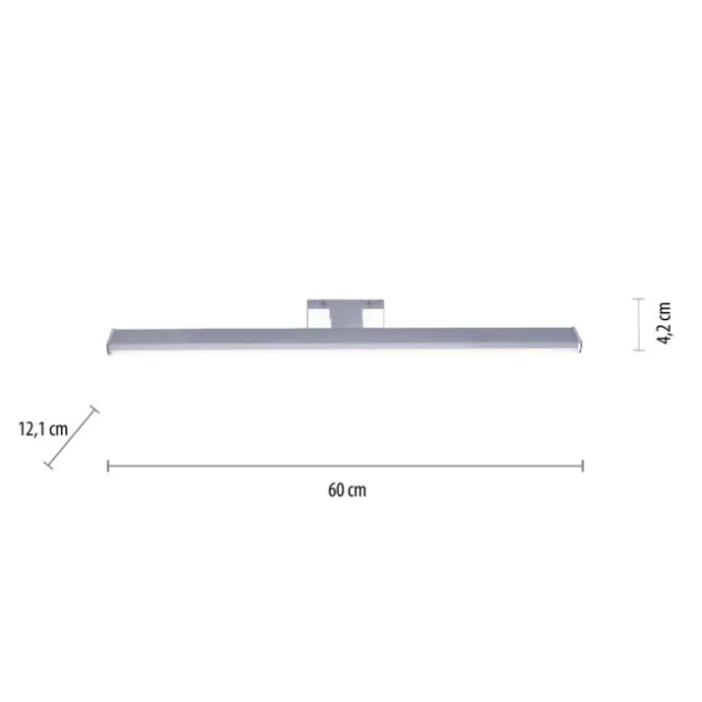 LED Spiegelleuchte 60x12,1cm chromfarbig glänzend schmal Badezimmerlampe