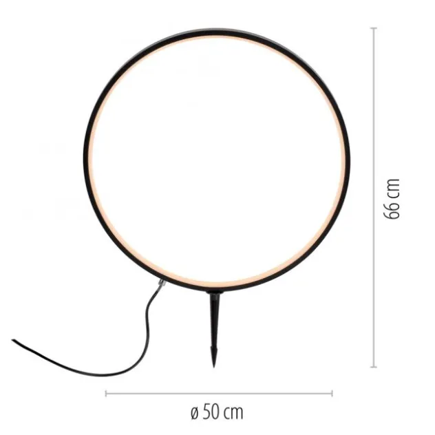 LED Spießleuchte D=50cm schwarz IP65 Schutz Timerfunktion Gartenlampe