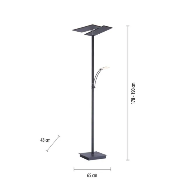 LED Stehlampe anthrazit farbig schwenkbar dimmbar Lesearm CCT Memory