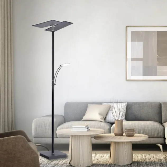 LED Stehlampe anthrazit farbig schwenkbar dimmbar Lesearm CCT Memory