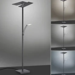 LED Stehlampe anthrazit farbig schwenkbar dimmbar Lesearm CCT Memory