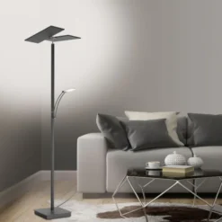 LED Stehlampe anthrazit farbig schwenkbar dimmbar Lesearm CCT Memory