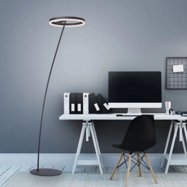 LED Stehlampe anthrazit farbig schwenkbar dimmbar Lichtring warmweiß Licht
