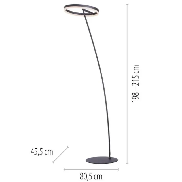 LED Stehlampe anthrazit farbig schwenkbar dimmbar Lichtring warmweiß Licht