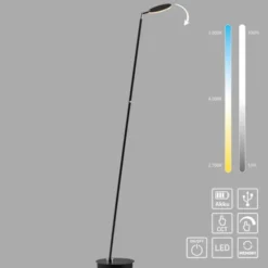 LED Stehleuchte AKKU BENTE, schwarz, Akkuleuchte, aufladbar, dimmbar,