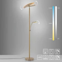 LED Stehleuchte ARTUR, sandfarben, Tastdimmer, dreh-und schwenkbar