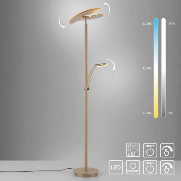 LED Stehleuchte ARTUR, sandfarben, Tastdimmer, dreh-und schwenkbar