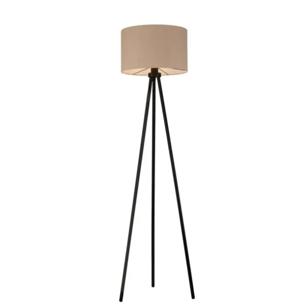 LED Stehleuchte beige sandfarbener Schirm mit Schalter Wohnzimmer