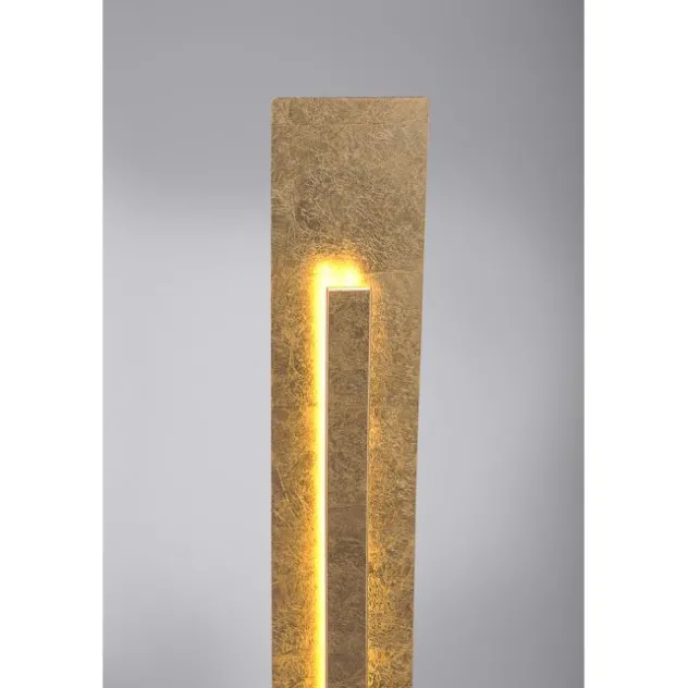 LED-Stehleuchte, Blattgoldoptik, warmweiße Lichtfarbe, blendfrei, modern