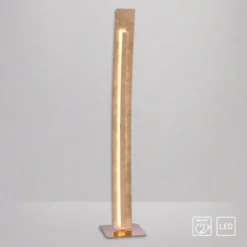 LED-Stehleuchte, Blattgoldoptik, warmweiße Lichtfarbe, blendfrei, modern