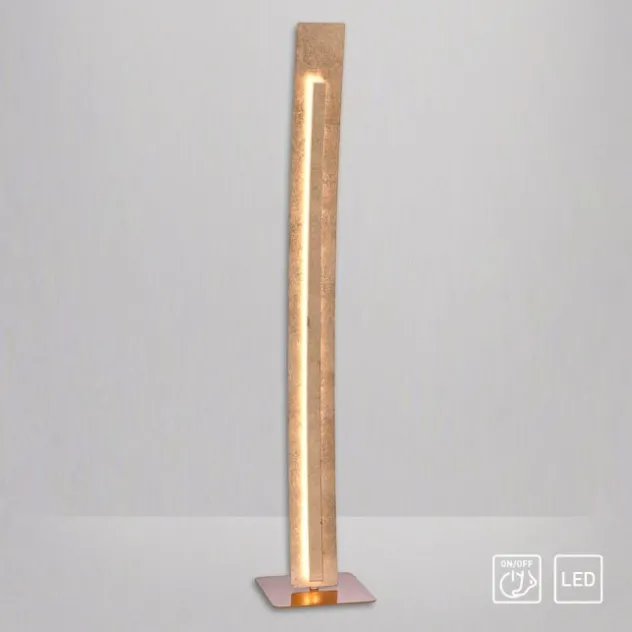 LED-Stehleuchte, Blattgoldoptik, warmweiße Lichtfarbe, blendfrei, modern