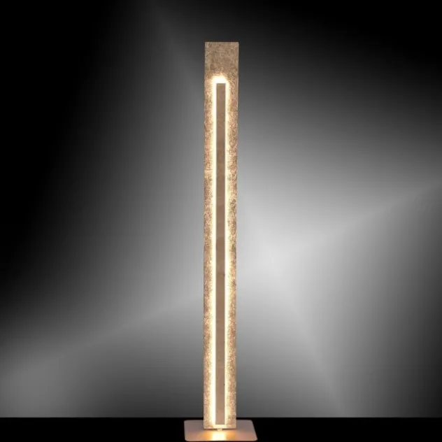 LED-Stehleuchte, Blattgoldoptik, warmweiße Lichtfarbe, blendfrei, modern