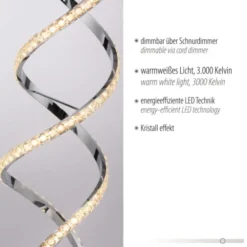LED Stehleuchte chrom geschwungen dimmbar über Schnurdimmer modern