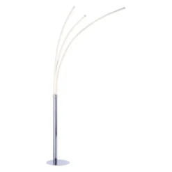 LED-Stehleuchte, Chrom, 3 Leuchtarmen, warmweiß, Kippschalter
