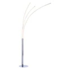 LED-Stehleuchte, Chrom, 3 Leuchtarmen, warmweiß, Kippschalter